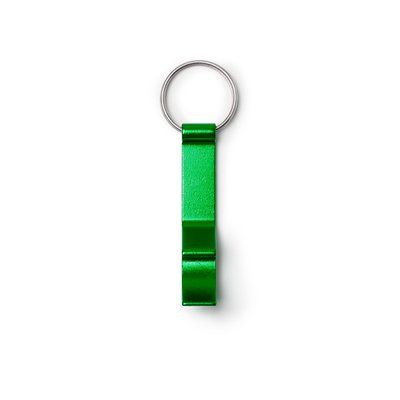 Llavero abridor de aluminio con apertura de latas Verde Helecho