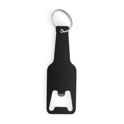 Llavero abridor de aluminio con forma de botella Negro Talla Única Adulto