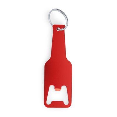 Llavero abridor de aluminio con forma de botella Rojo Talla Única Adulto