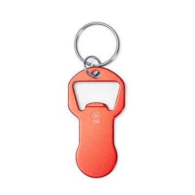 Llavero abridor aluminio con moneda carro Rojo
