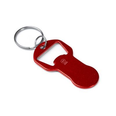 Llavero abridor aluminio con moneda carro