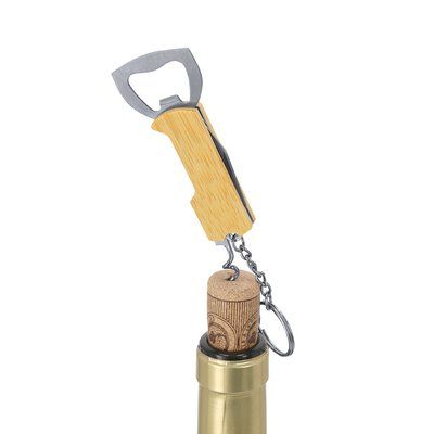 Llavero Abridor Bambú y Acero