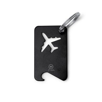Llavero abridor forma avión Negro