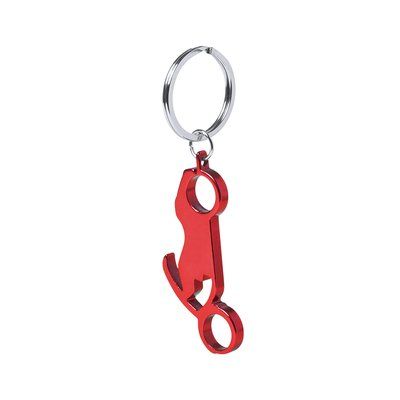 Llavero abridor grabado con forma de moto en aluminio Roj