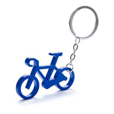 Llavero de aluminio con forma de bicicleta Azul
