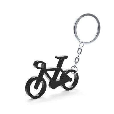 Llavero de aluminio con forma de bicicleta Negro