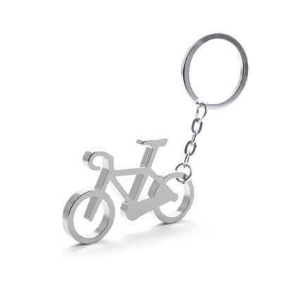 Llavero de aluminio con forma de bicicleta Plateado