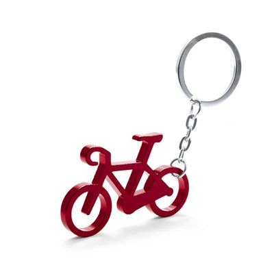 Llavero de aluminio con forma de bicicleta Roj