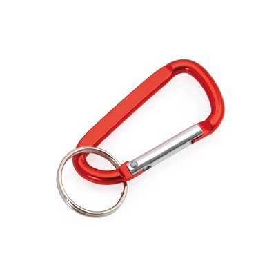 Llavero de aluminio con forma de mosquetón ideal para grabado Roj