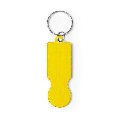 Llavero aluminio con moneda para carro Amarillo Talla Única Adulto