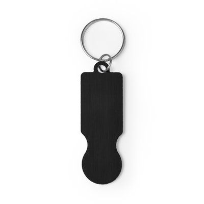 Llavero aluminio con moneda para carro Negro Talla Única Adulto
