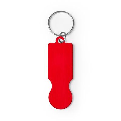 Llavero aluminio con moneda para carro Rojo Talla Única Adulto