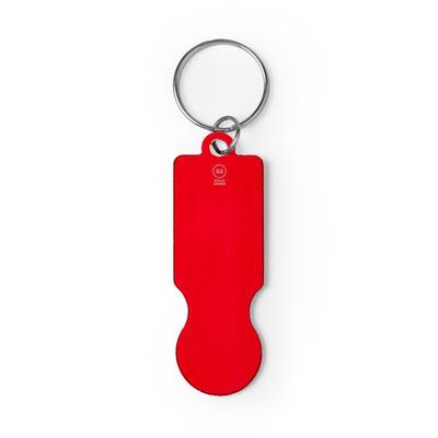 Llavero aluminio con moneda para carro Rojo