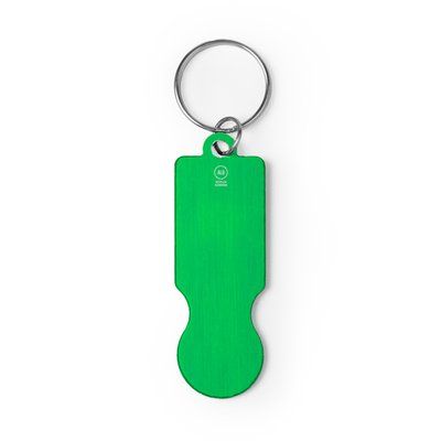 Llavero aluminio con moneda para carro Verde Helecho