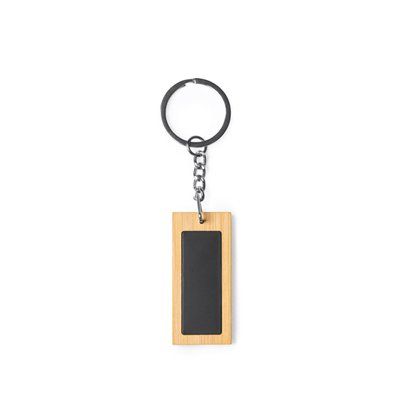 Llavero de bambú y acero Rectangular Talla Única Adulto