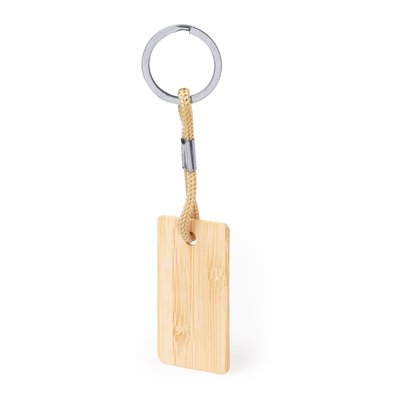 Llavero de bambú con cordón de colores Natu