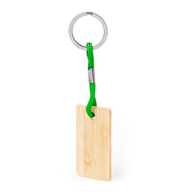Llavero de bambú con cordón de colores