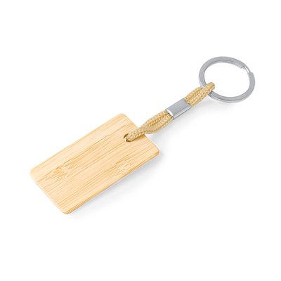 Llavero de bambú con cordón de colores