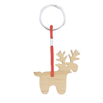 Llavero de bambú navideño Reno