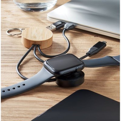 Llavero con cable carga móvil y reloj