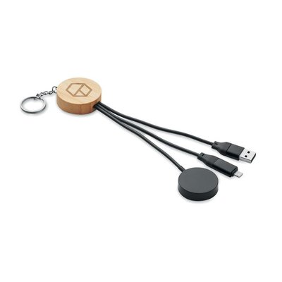 Llavero con cable carga móvil y reloj