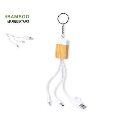 Llavero Cargador Bambú y Mármol