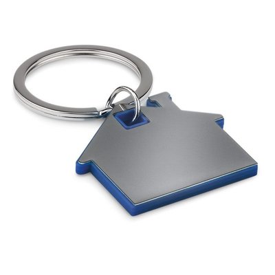Llavero de casa en acero inox. Azul Royal