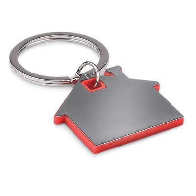 Llavero de casa en acero inox. Rojo