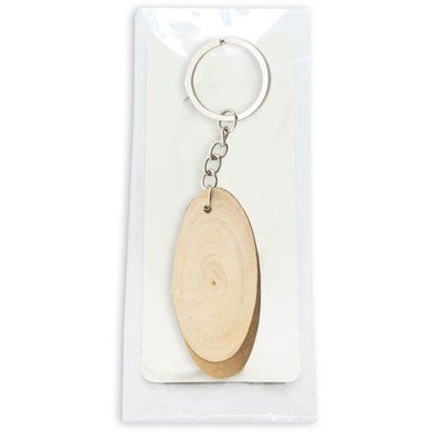 Llavero corte de Madera Natural