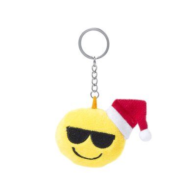 Llavero de peluche de divertidos diseños emoji navideños Gafas