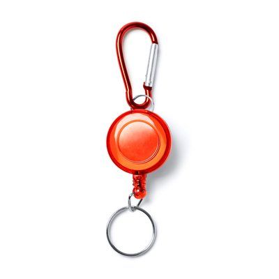 Llavero extensible con mosquetón Rojo TALLA ÚNICA ADULTO