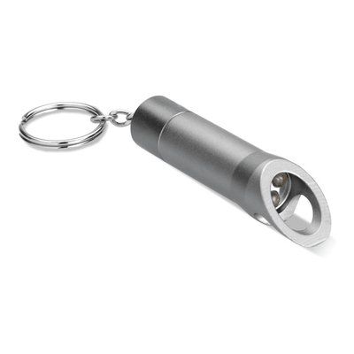 Llavero con linterna led y abridor Gris Piedra
