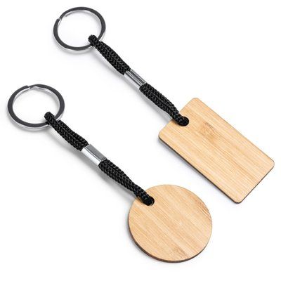 Llavero de madera con cordón en poliéster