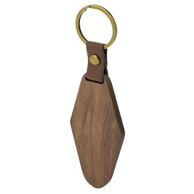 Llavero de madera con forma de rombo