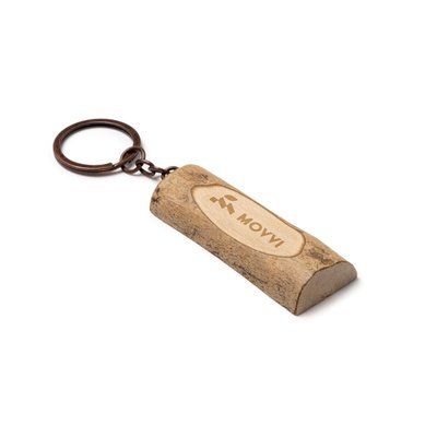 Llavero de madera con forma de tronco