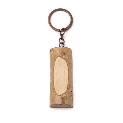 Llavero de madera con forma de tronco