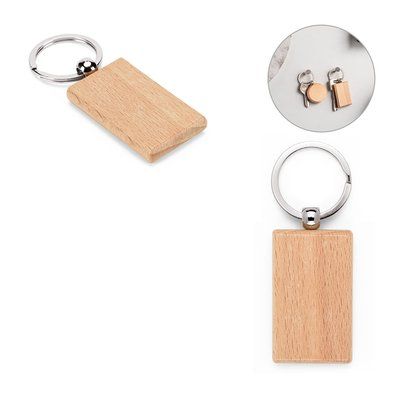 Llavero de madera de haya con anilla