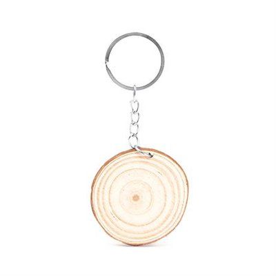 Llavero de madera natural con anilla metálica