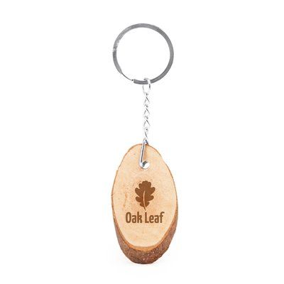 Llavero de madera natural con anilla metálica