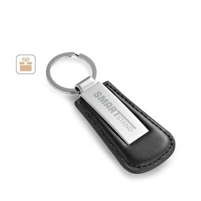 Llavero de metal con borde de PU en caja de regalo