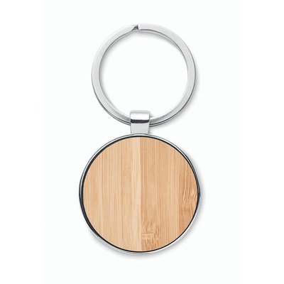 Llavero Metal con Esfera de Bambú