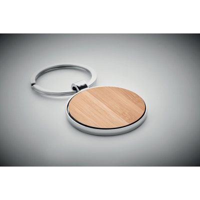 Llavero Metal con Esfera de Bambú