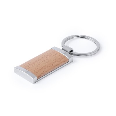 Llavero de metal y madera natural Brec