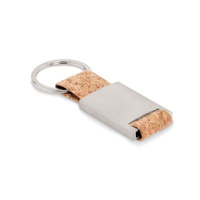 Llavero Metal con Tira de Corcho Beig