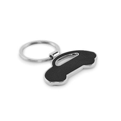 Llavero metálico coche cuero reciclado Negro