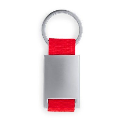 Llavero metálico con tira de color Rojo Talla Única Adulto