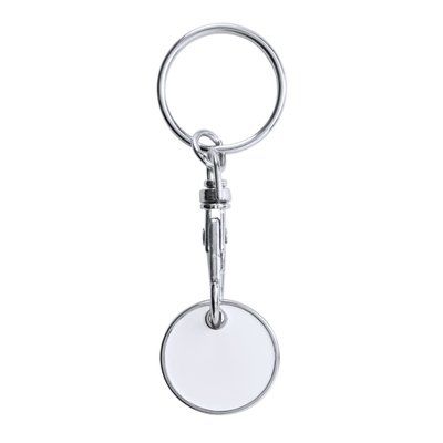 Llavero moneda para carro metálico Blanco