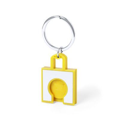 Llavero moneda con forma de bolsa de la compra Amarillo