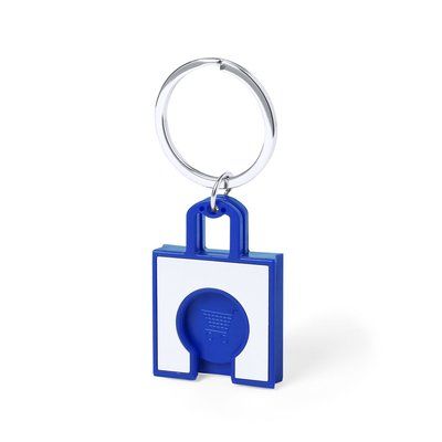 Llavero moneda con forma de bolsa de la compra Azul