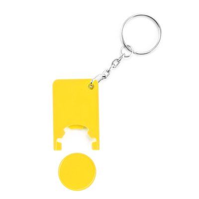 Llavero monocolor con moneda para el carro Amarillo